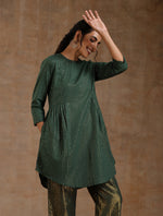 Thumbnail for trueBrowns Dark Green Gold Cotton Side Gather Co-Ord Set - Distacart