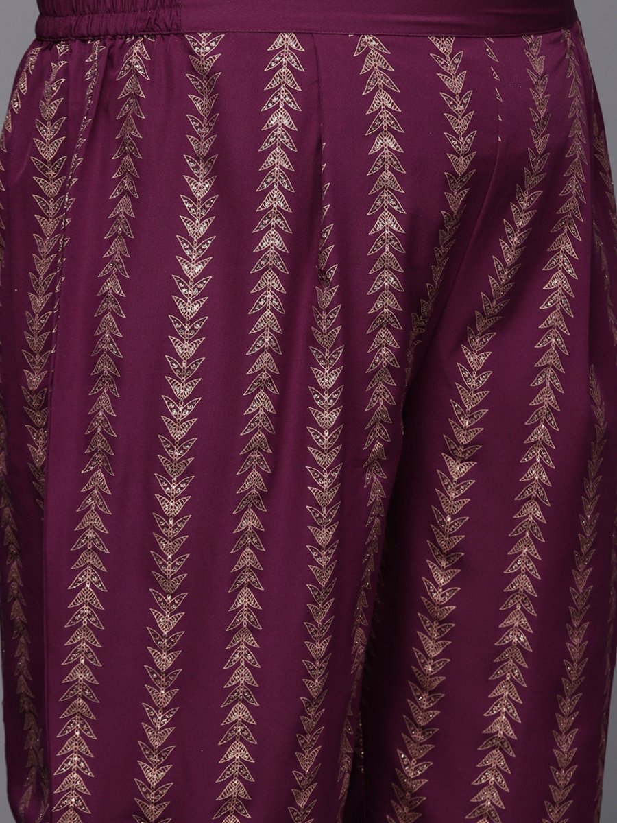 Ahalyaa Plus Size Floral Printed Kaftan Kurta with Trousers - Distacart