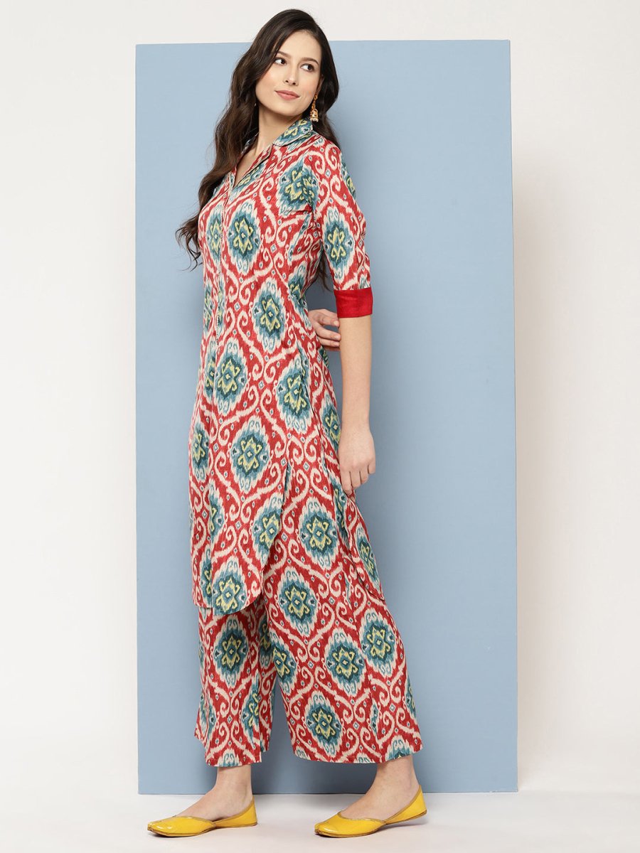 Ahalyaa Women Ethnic Motifs Printed Regular Gotta Patti Kurta with Palazzos - Distacart