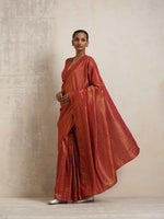 Thumbnail for trueBrowns Maroon Gold Metallic Ready To Wear Saree - Distacart