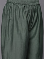Thumbnail for Varanga Green Embroidered Kurta With Contrast Bottom And Dupatta - Distacart