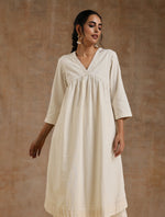 Thumbnail for trueBrowns Ivory Gold Cotton Flared Kurta Set - Distacart