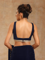 Thumbnail for trueBrowns Midnight Blue Velvet Sleeveless Blouse - Distacart