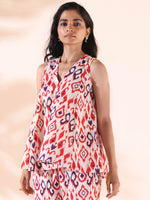 Thumbnail for trueBrowns Carrot Cotton Ikat Flared Co-ord Set - Distacart