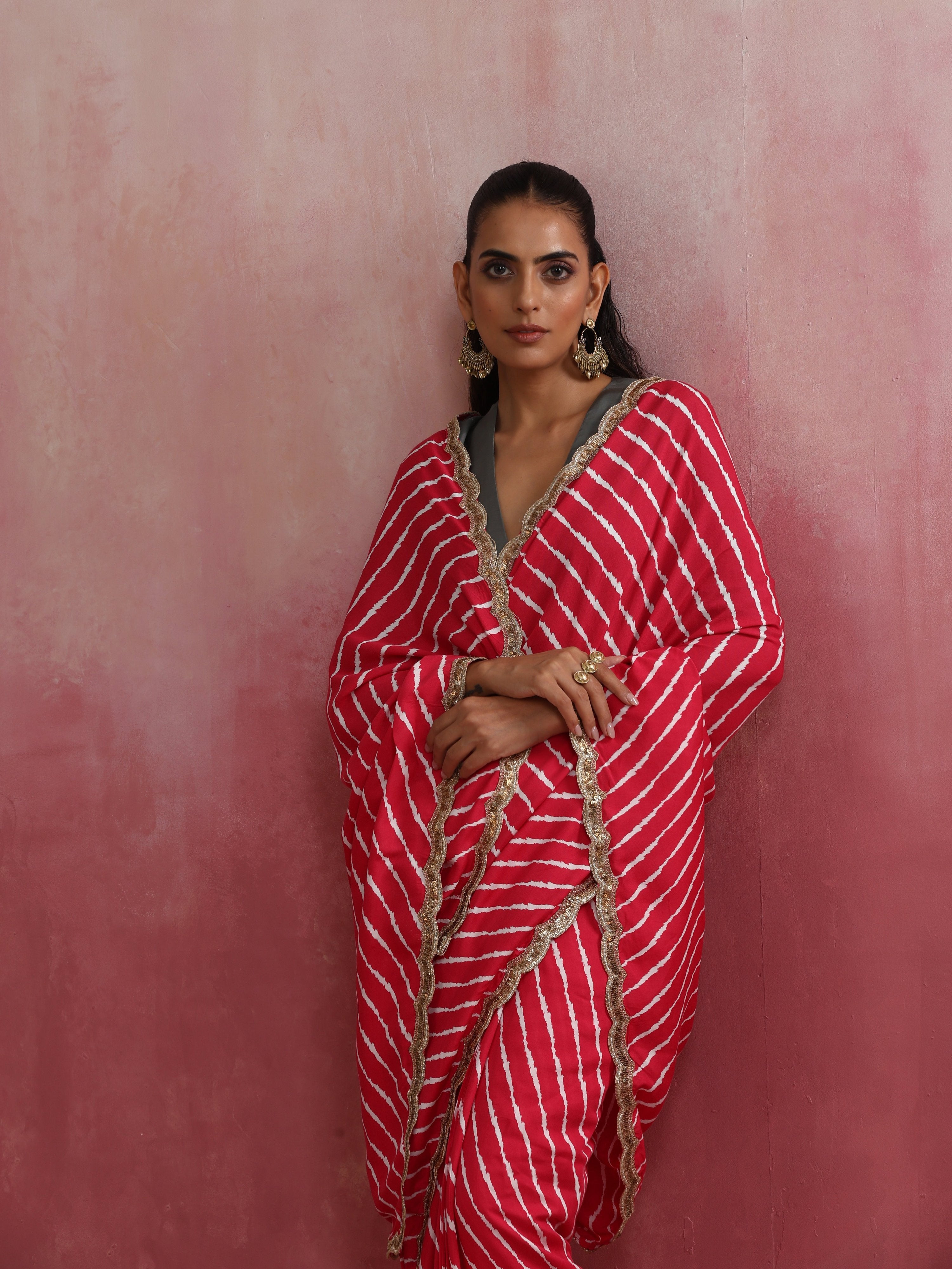 trueBrowns Pink Muslin Silk Saree - Distacart