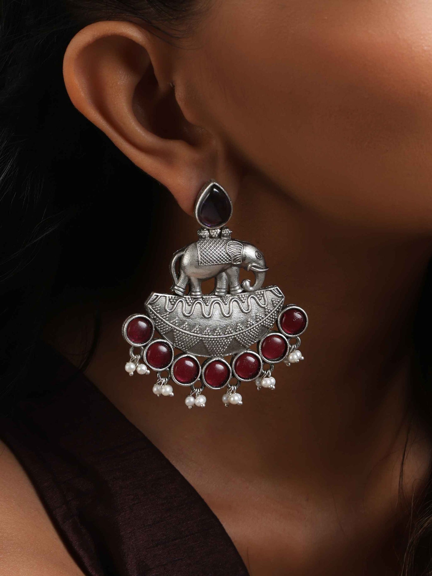 trueBrowns Silver Tone Elephant Dangle Earrings - Distacart