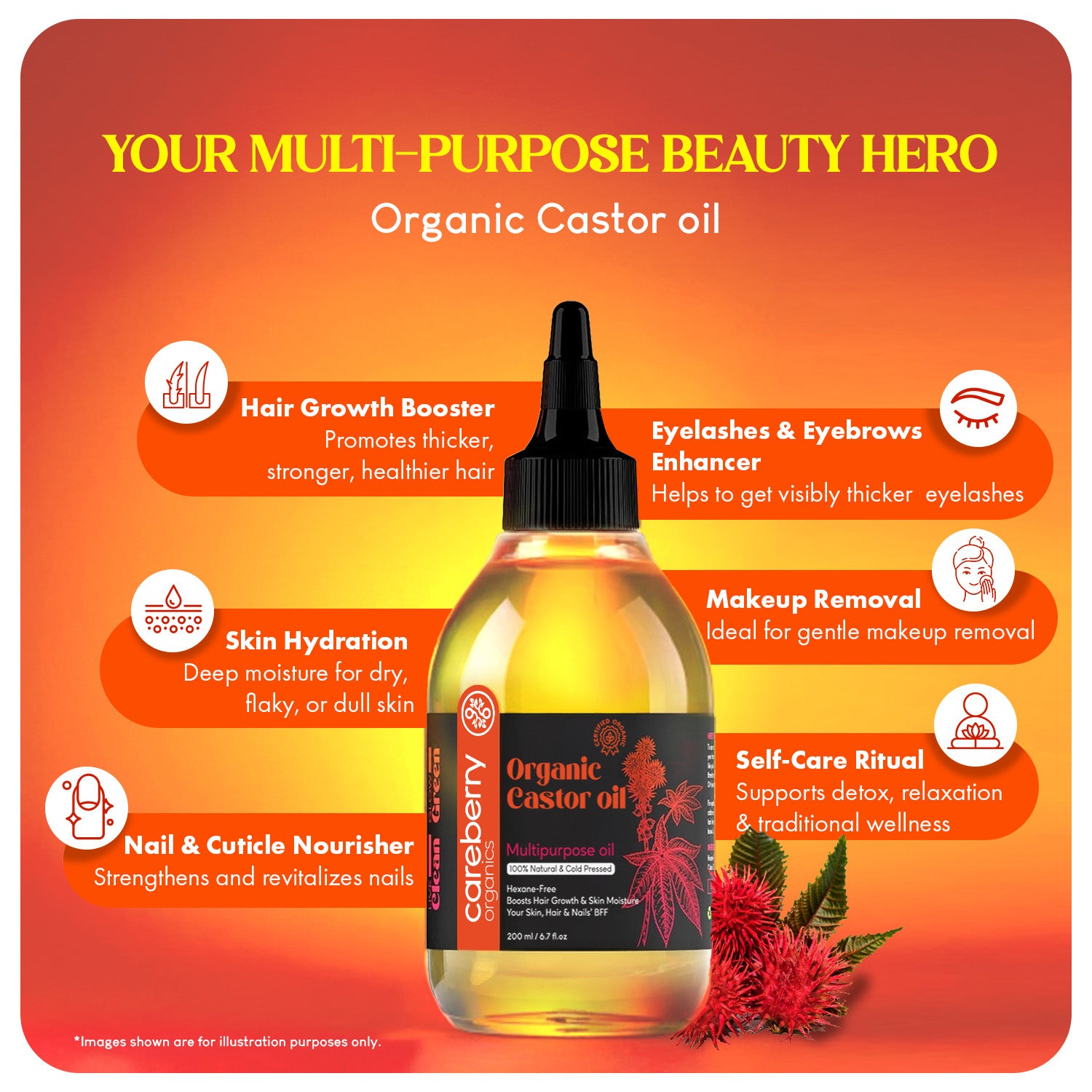 Careberry Organic Cold Pressed Castor Oil (Arandi Oil) - Distacart