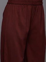 Thumbnail for Varanga Women Maroon V Neck Kurta Set - Distacart