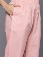 Thumbnail for Varanga Women Peach Round Neck Chikankari Straight Kurta With Bottom And Dupatta - Distacart