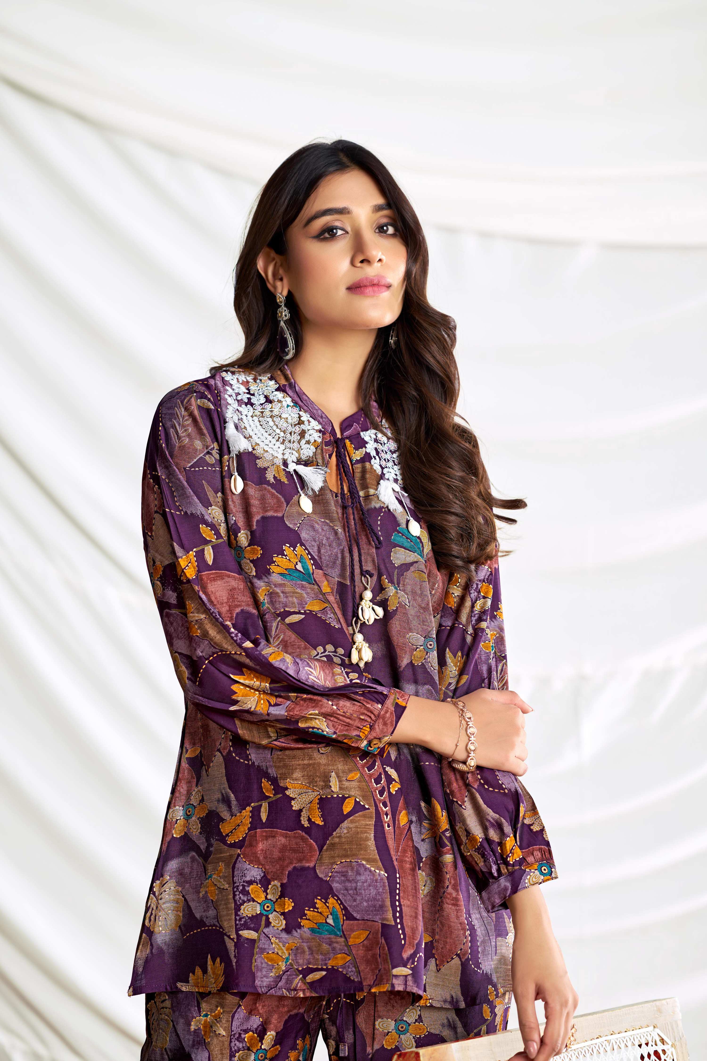 BulBul Nilisha Purple Chanderi Co-Ord Set