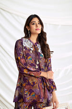 Thumbnail for BulBul Nilisha Purple Chanderi Co-Ord Set