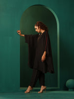 Thumbnail for trueBrowns Black Silk Kaftan Pant Set - Distacart