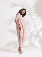 Thumbnail for trueBrowns Light Pink Slub Kurta Set