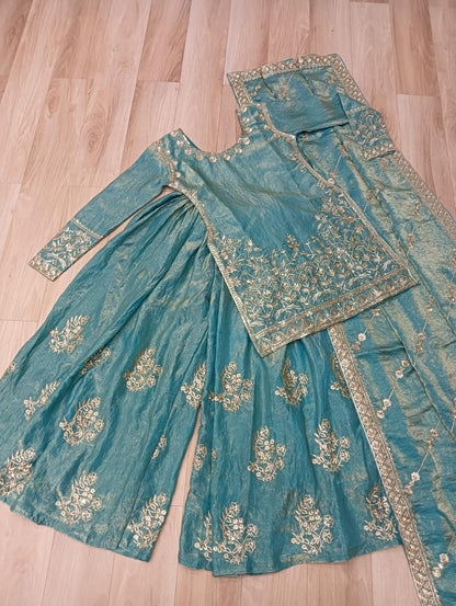 Anaita Blue Silk Readymade Suit with Zari & Sequence Embroidery Work - Dista