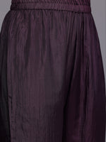 Thumbnail for Varanga Women Purple Thread Embroidered Sequins Embellished Straight Kurta Paired With Bottom And Dupatta - Distacart