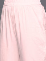 Thumbnail for Varanga Women Pink Abstract Straight Kurta Paired With Tonal Bottom And Organza Embroidered Dupatta - Distacart