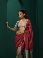 Thumbnail for trueBrowns Grey Maroon Silk Ready to Wear Saree - Distacart