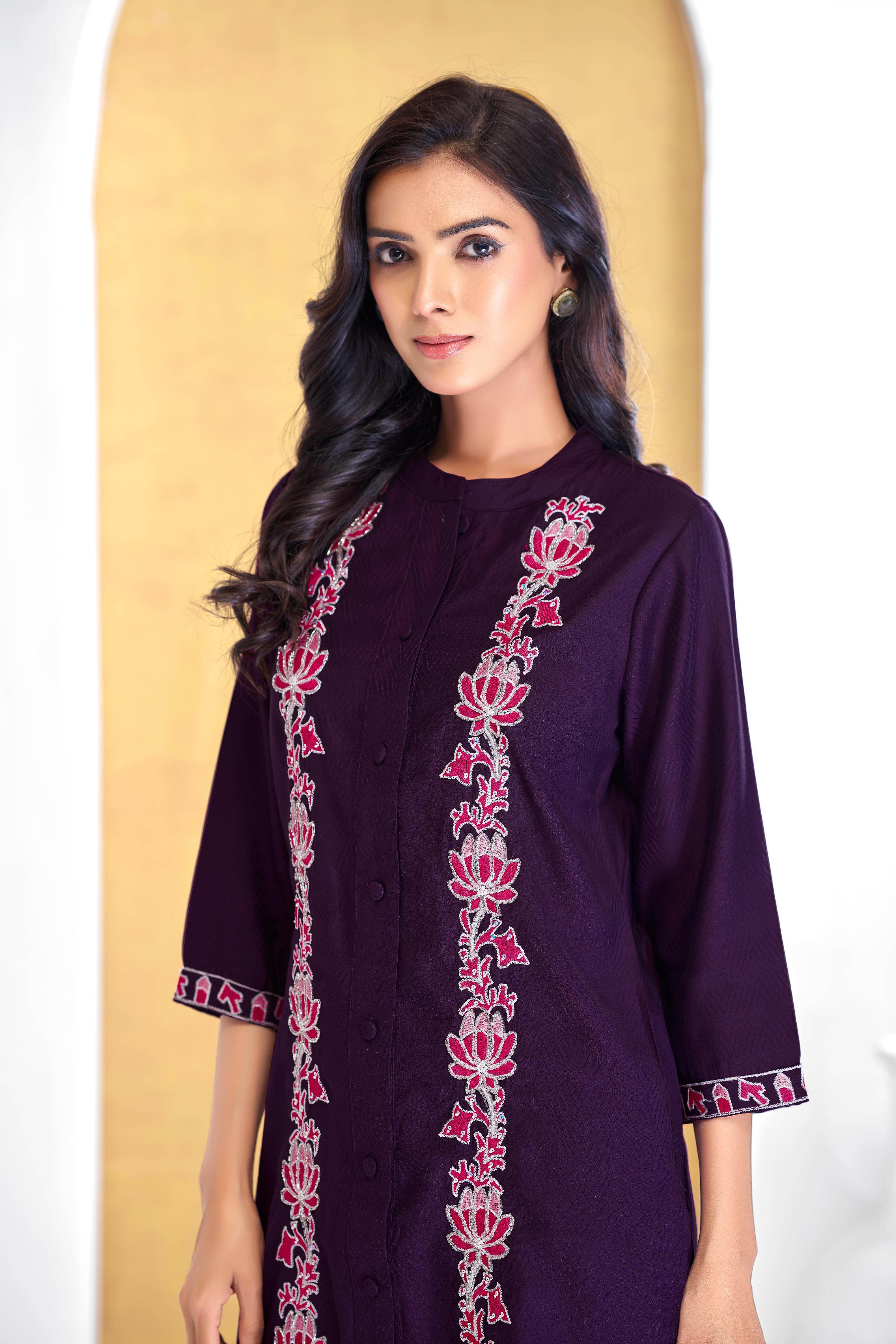 BulBul Deepti Chanderi Purple Co-Ord Set