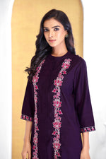 Thumbnail for BulBul Deepti Chanderi Purple Co-Ord Set
