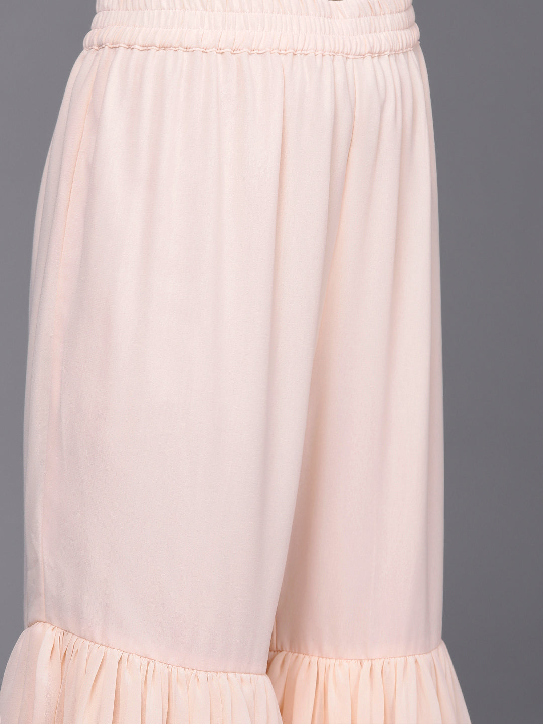 Varanga Peach Embroidered Kurta Paired With Tonal Sharara And Dupatta - Distacart