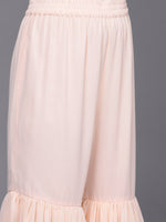 Thumbnail for Varanga Peach Embroidered Kurta Paired With Tonal Sharara And Dupatta - Distacart