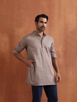 Thumbnail for trueBrowns Men's Beige Cotton Short Kurta