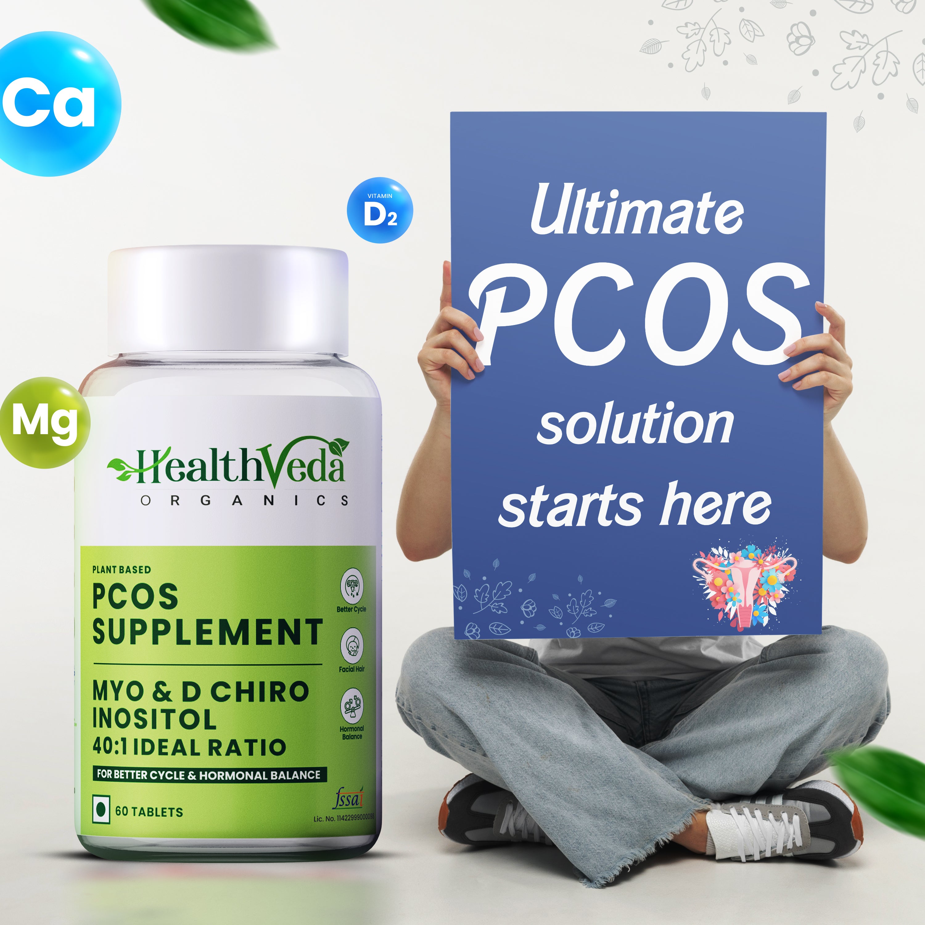 Health Veda Organics Plant Based PCOS Multivitamin Supplement Tablets - Distacart
