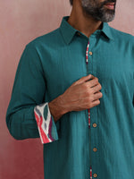 Thumbnail for trueBrowns Men's Teal Cotton Shirt