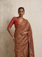 Thumbnail for trueBrowns Brown Gold Lurex Ready To Wear Saree