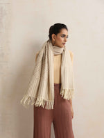 Thumbnail for trueBrowns Beige Geometric Woollen Stole