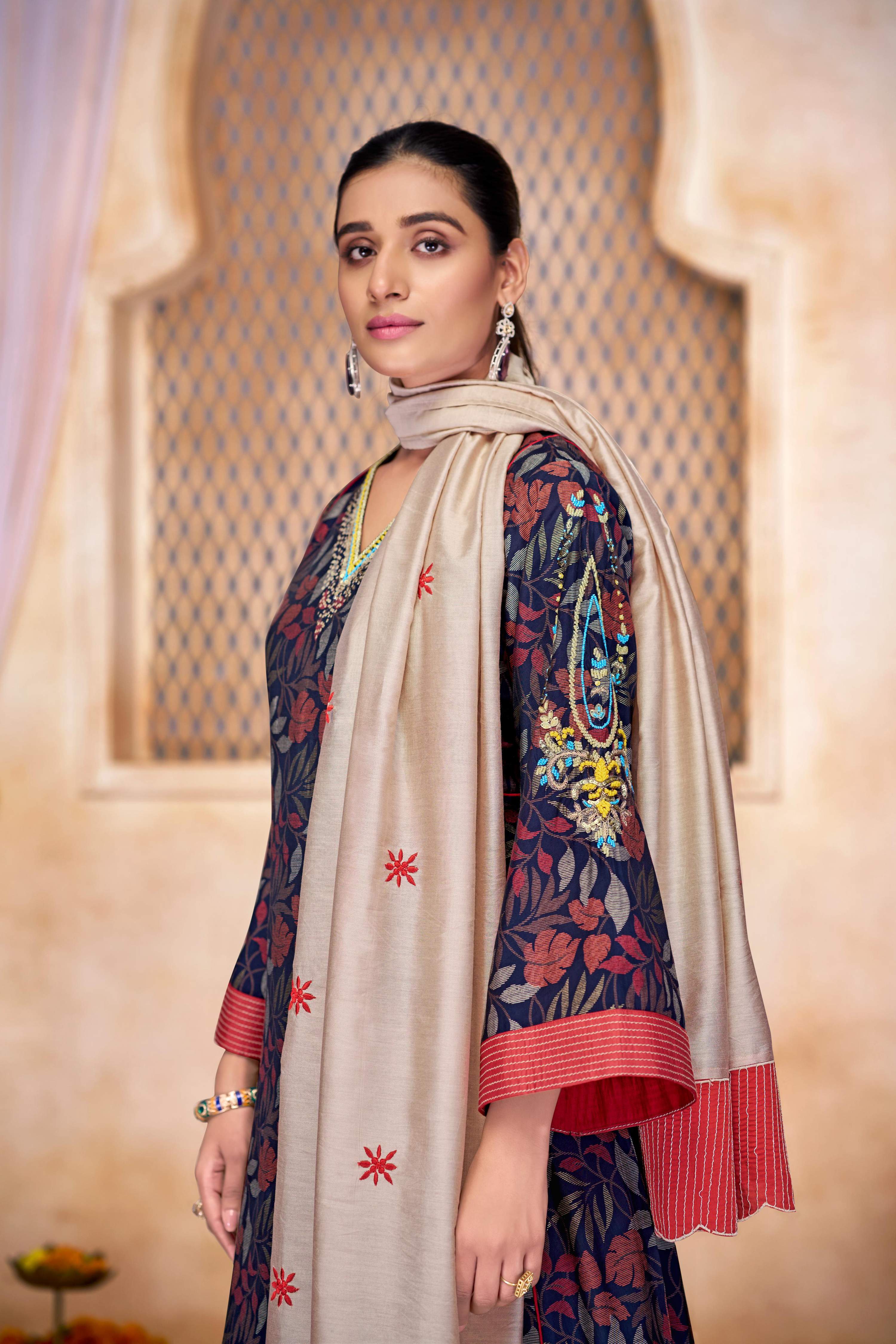 BulBul Rashmi Printed Navy Kurta Set with Dupatta