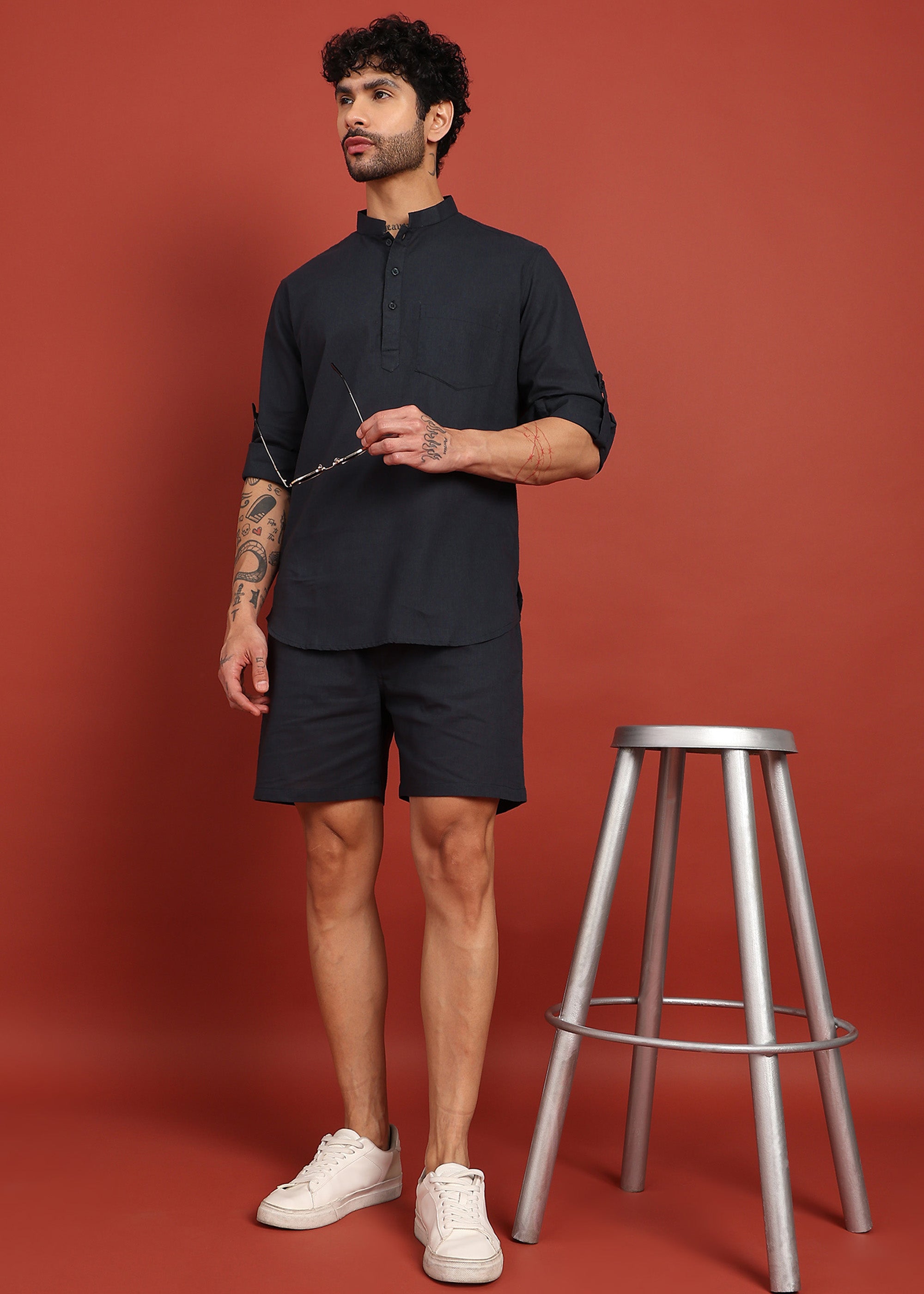 Fabmade Onyx Noir Short Kurta Co-Ord Set - Distacart