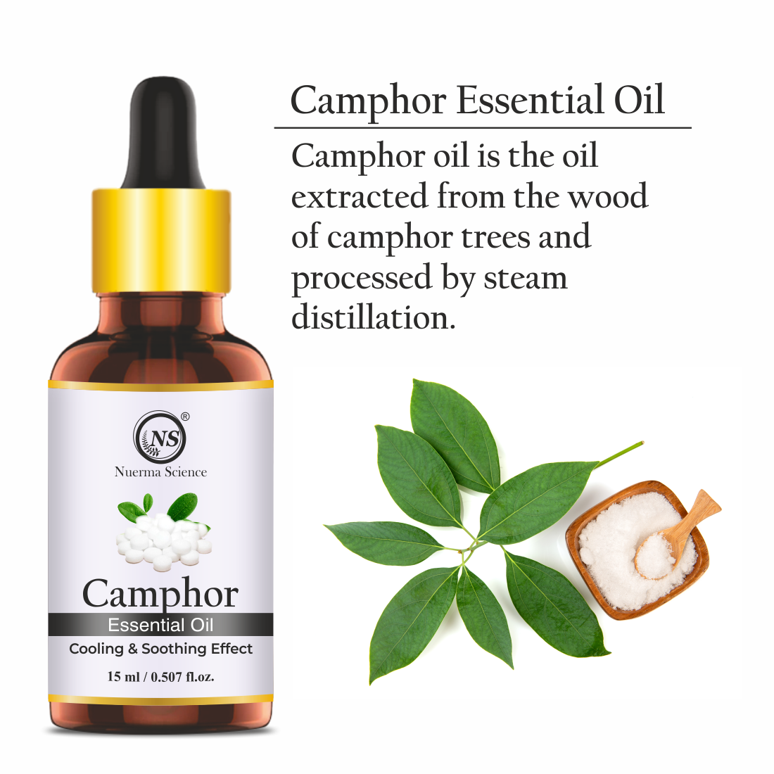 Nuerma Science Camphor (Kapoor) Cold Pressed Oil For Skin & Hair Care - Distacart