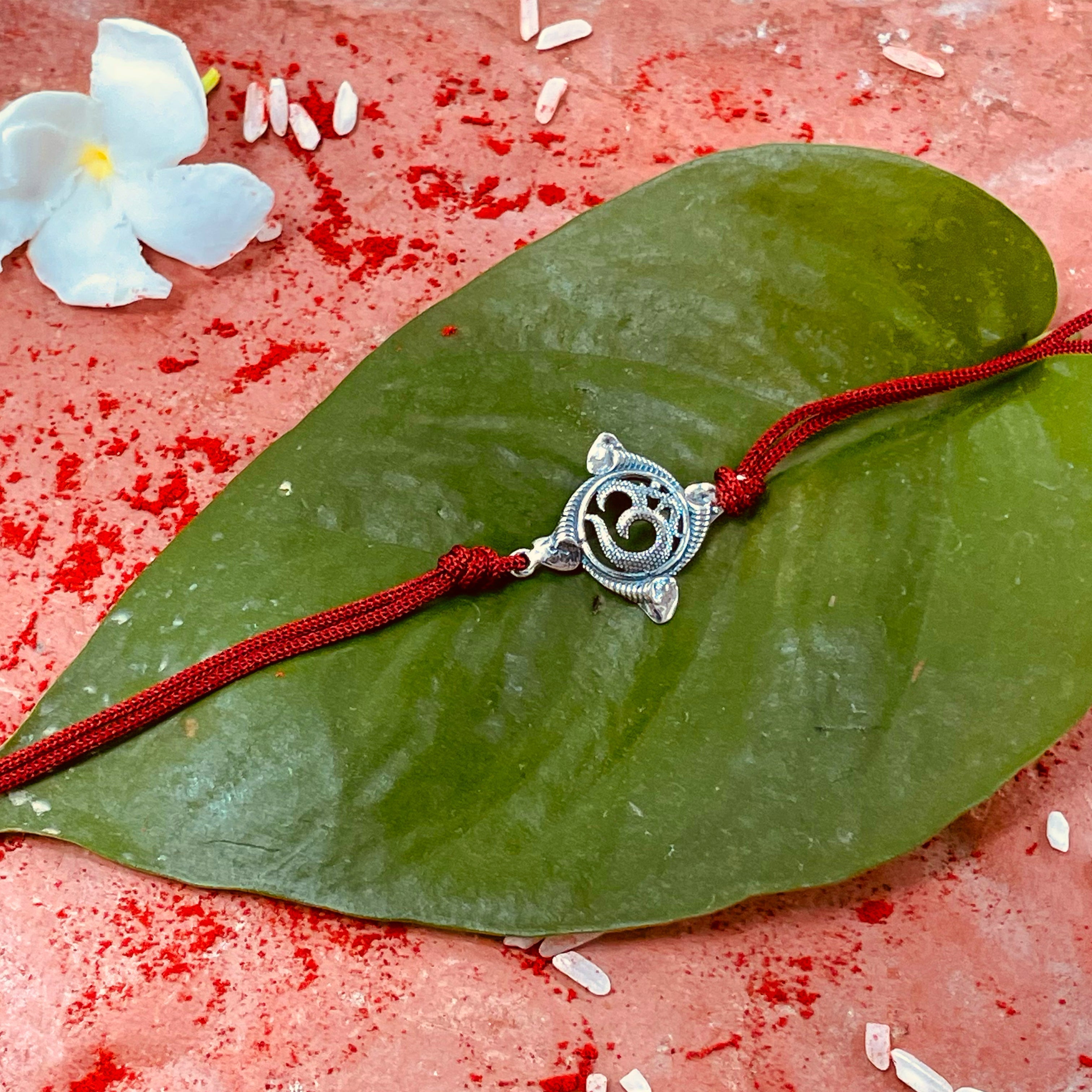 trueBrowns 925 Sterling Silver Textured Om Thread Rakhi - Distacart