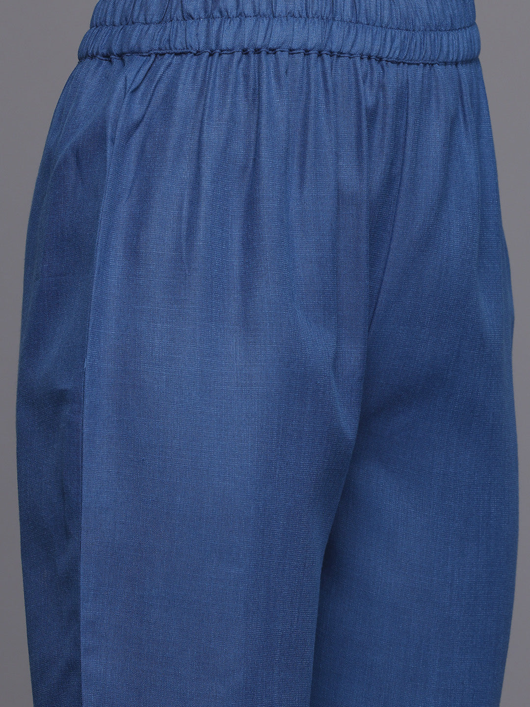 Varanga Women Blue Solid A-Line Kurta Paired With Tonal Bottom - Distacart