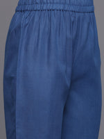 Thumbnail for Varanga Women Blue Solid A-Line Kurta Paired With Tonal Bottom - Distacart
