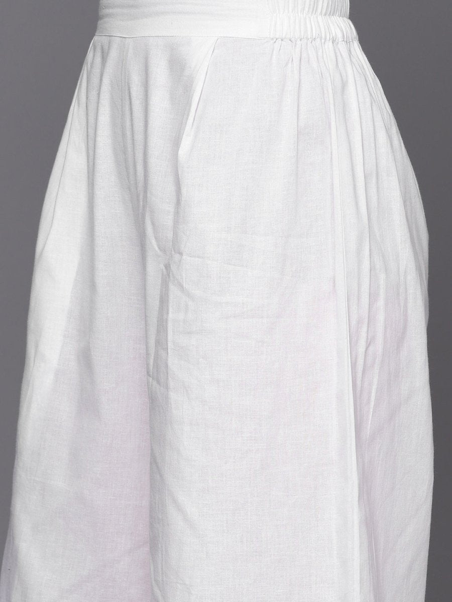Ahalyaa Floral Embroidered Gotta Patti Pure Cotton Kurta With Palazzos & Dupatta - Distacart