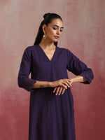Thumbnail for trueBrowns Purple Cotton Dobby Kurta Set - Distacart