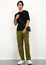 Thumbnail for Fabmade Olive Stripe Linen Trouser - Distacart