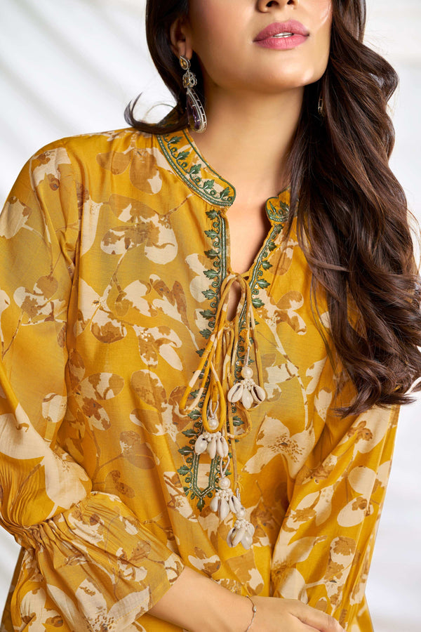BulBul Preha Mustard Chanderi Co-Ord Set