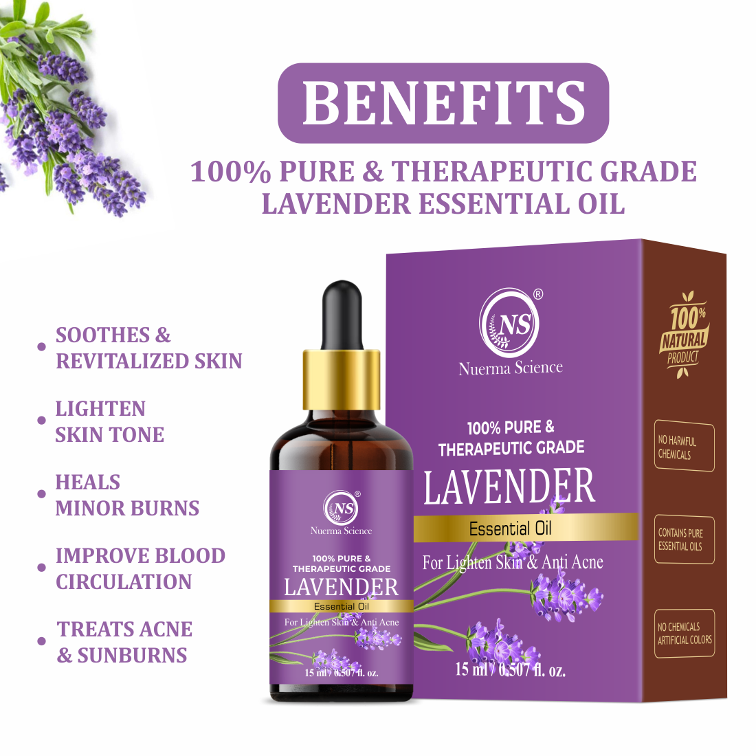 Nuerma Science Lavender Essential Oil | For Skin Care & Natural Hair Growth