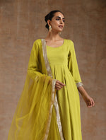 Thumbnail for trueBrowns Lime Modal Satin Anarkali Set - Distacart