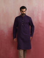 Thumbnail for trueBrowns Men's Purple Mandarin Collar Kurta - Distacart