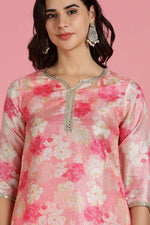 Thumbnail for BulBul Women Peach Kota Doriya Kurta Set with Dupatta
