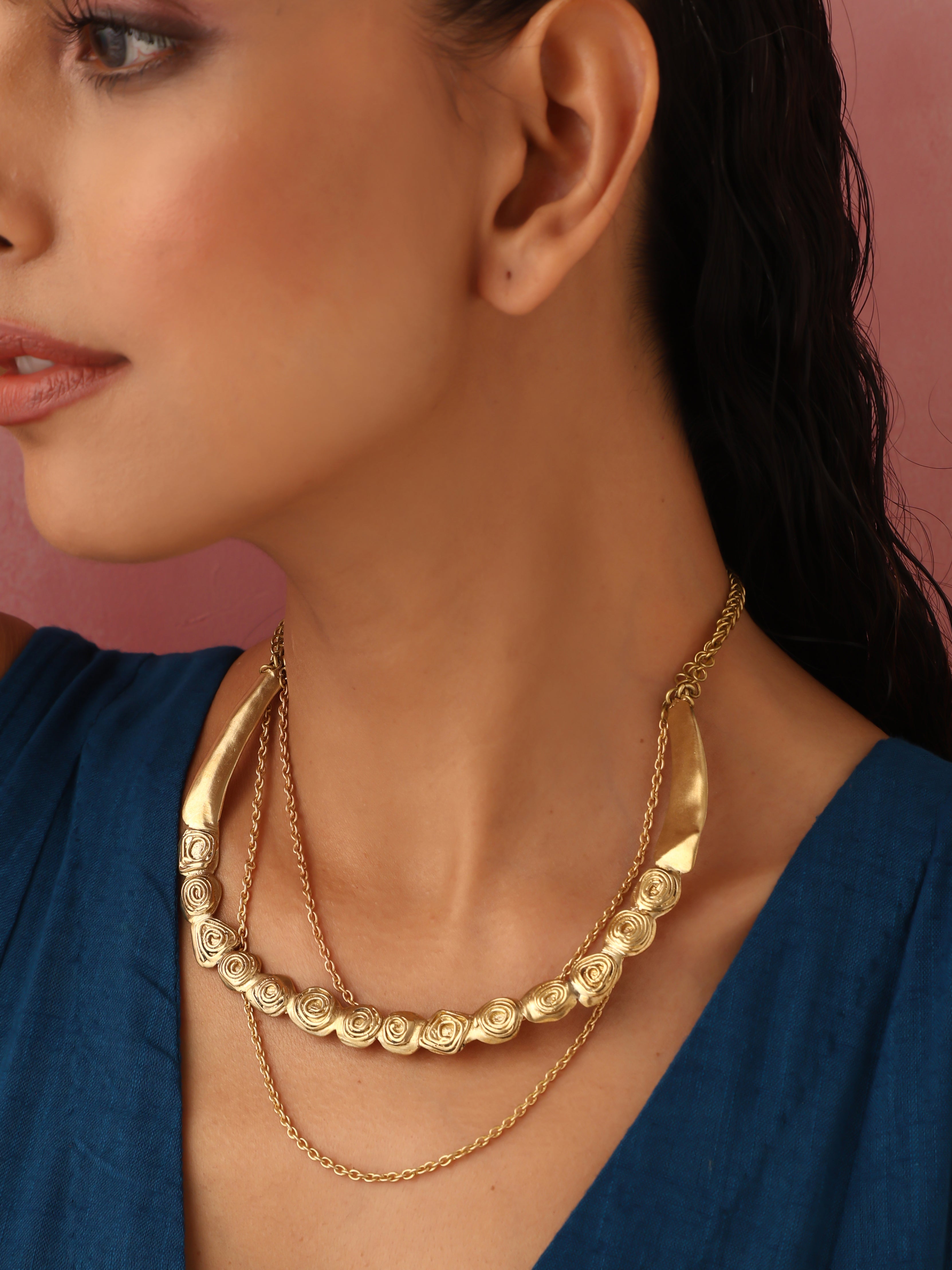 trueBrowns Brass Rose Layererd Necklace - Distacart