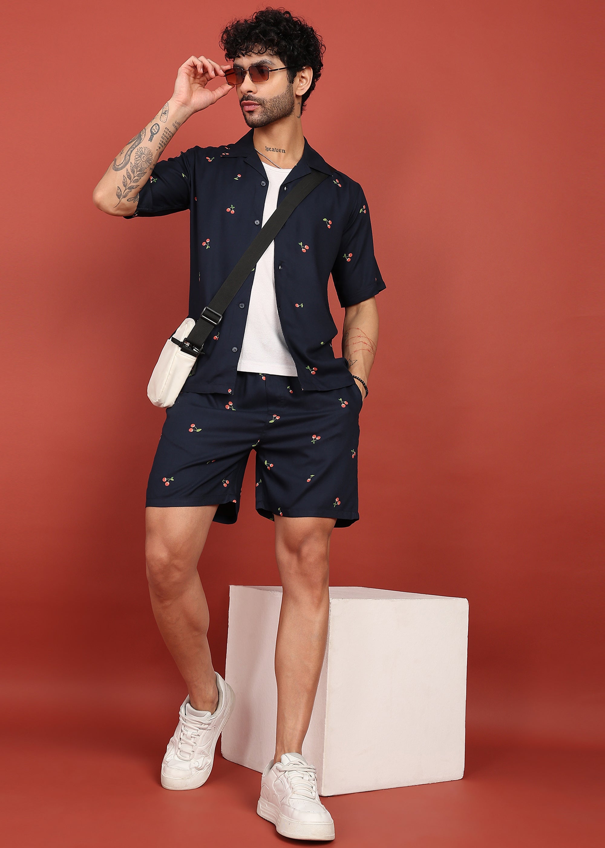 Fabmade Midnight Cherry Printed Co-Ord Set - Distacart