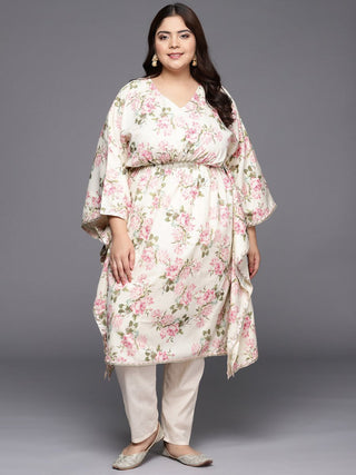 Ahalyaa Plus Size Floral Printed Flared Sleeves Kaftan Kurta - Distacart