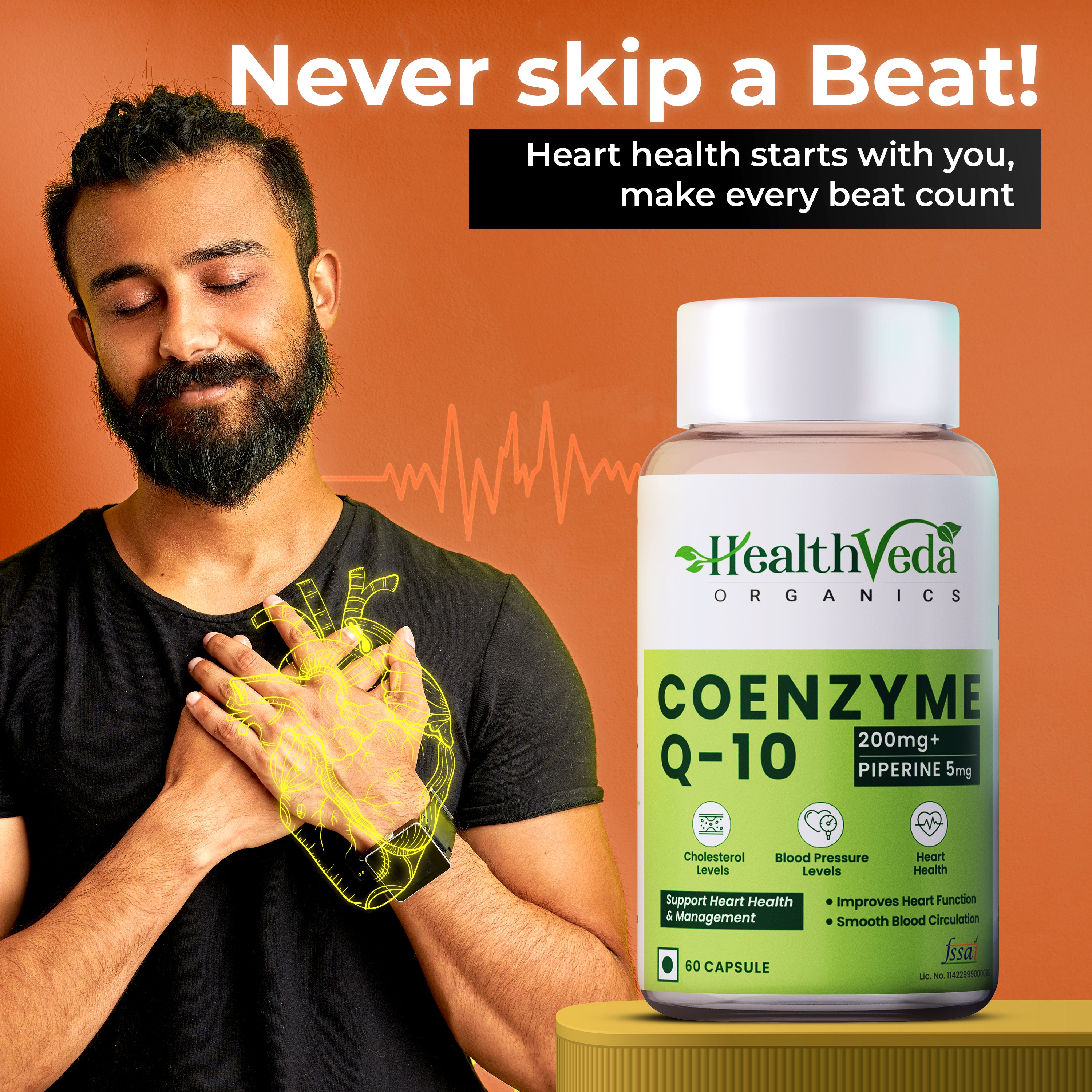 Health Veda Organics Coenzyme (Coq10) Capsules - Distacart