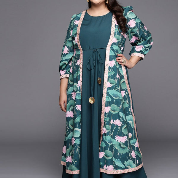 Ahalyaa Plus Size Round neck Maxi Ethnic Dress - Distacart