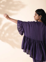 Thumbnail for trueBrowns Purple Cotton Flared Co-ord Set - Distacart